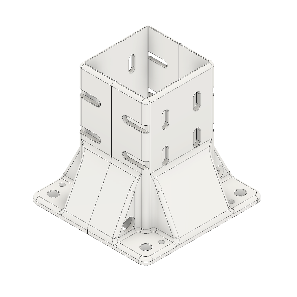 33-9090-0 MODULAR SOLUTIONS FOOT<br>90MM X 90MM (4) SIDED FOOR W/12MM FLOOR ANCHOR HOLES